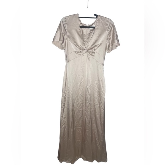 Show Me Your Mumu rome twist bridesmaids dress in Champaign luxe satin size m - Picture 4 of 6